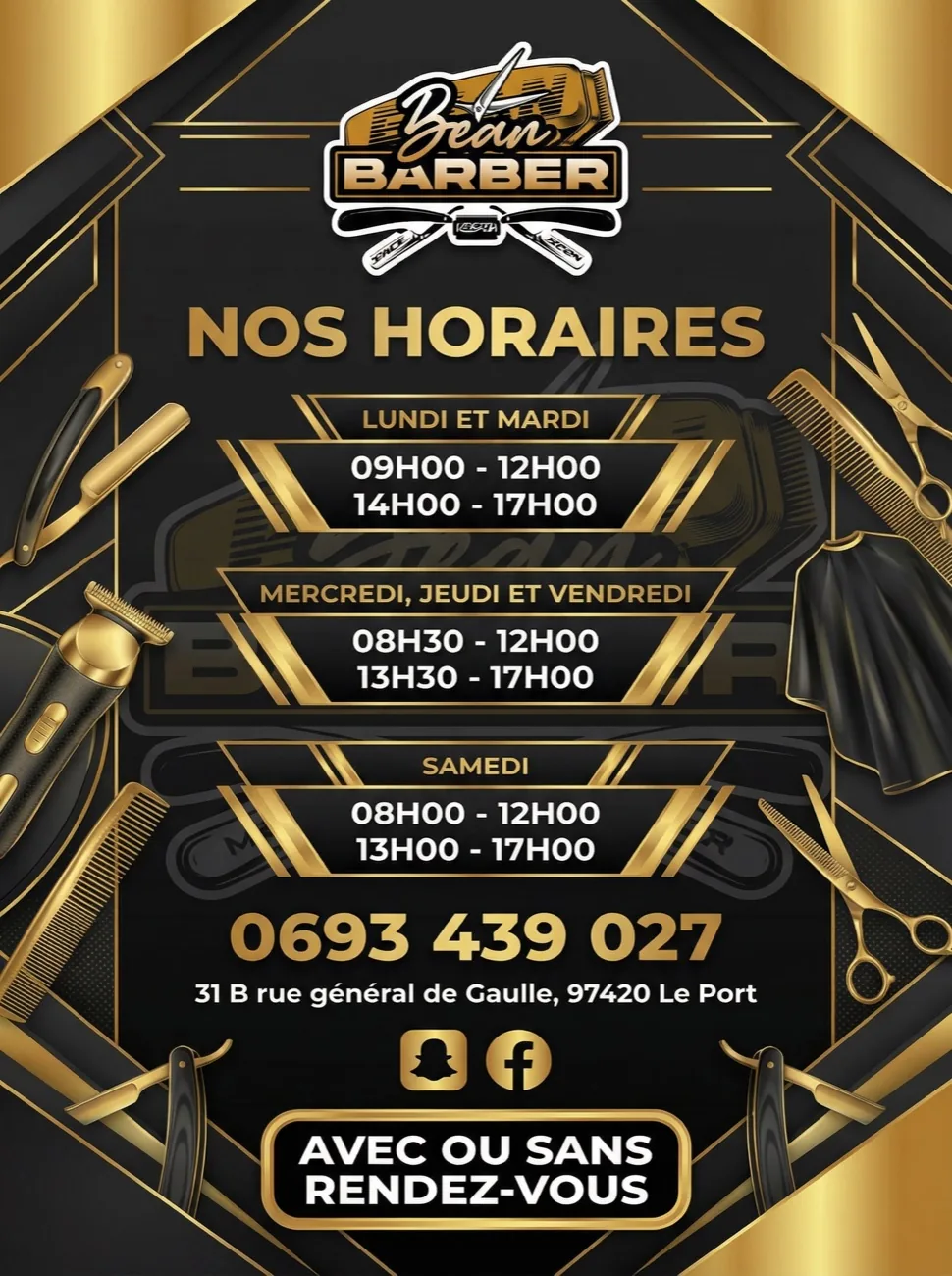 Branding et affiches Bean Barber · réalisation AF Prod